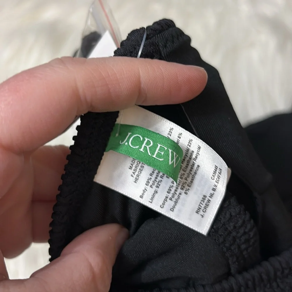 NWT J. Crew Black Heritage Textured O-Ring Bandeau Bikini Top Only Size 2X